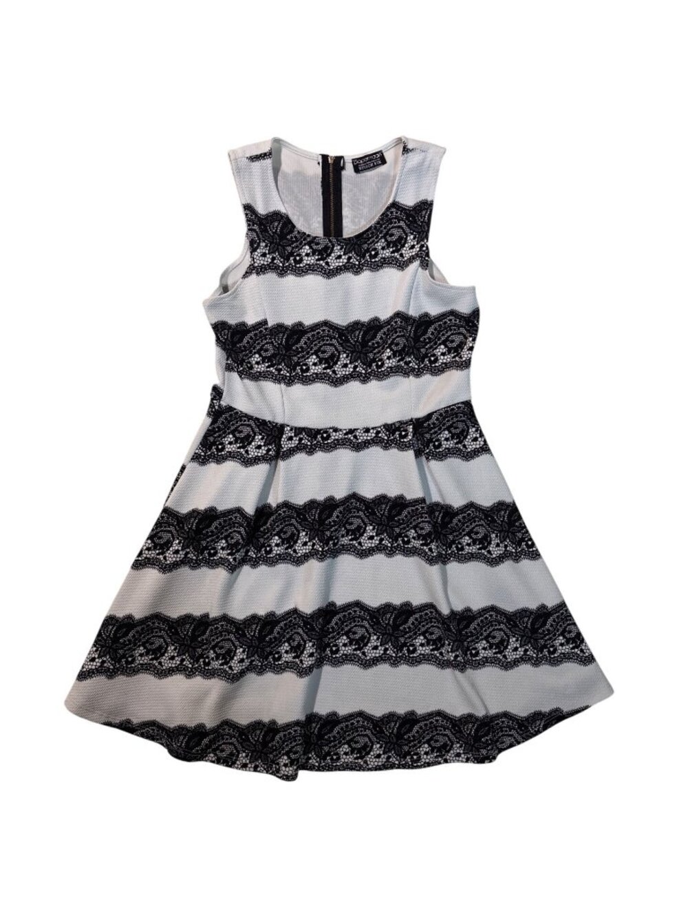 Papermoon Aprilla Stitch Fix Large Petite Black White Lace Fit Flare Dress LP